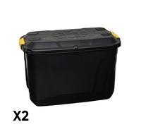 Samuel Alexander Black Trunk Storage Chest with Clips 110L 2 Pack