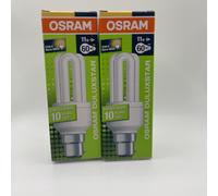 2 x 11W (=60W) OSRAM Low Energy Power Saving CFL Stick Light Bulbs BC B22 Lamps