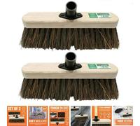2 X 12" Stiff Broom Head Heavy Duty Outdoor Sweeping Yard Garden Deck Hard Brush