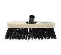2 X 12" Wooden Stiff Black Bristle Hard Yard Brush Broom Head Cleaning Sweeping