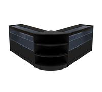 (2 x 1200mm W Counters & 1 x 600mm W Corner Unit - Black) Shop Counter Set Andromeda LED Light Lockable