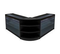 (2 x 1200mm W Counters & 1 x 600mm W Corner Unit - Black) Shop Counter Set Apollo LED Light Lockable