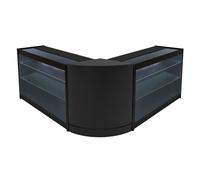 (2 x 1200mm W Counters & 1 x 600mm W Corner Unit - Black) Shop Counter Set Helios LED Light Lockable