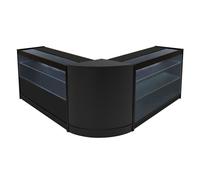 (2 x 1200mm W Counters & 1 x 600mm W Corner Unit - Black) Shop Counter Set Hera LED Light K C CM60 Lockable