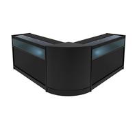 (2 x 1200mm W Counters & 1 x 600mm W Corner Unit - Black) Shop Counter Set Iris LED Light Lockable