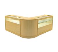 (2 x 1200mm W Counters & 1 x 600mm W Corner Unit - Maple) Shop Counter Set Adonis LED Light Lockable