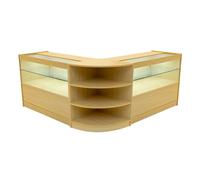 (2 x 1200mm W Counters & 1 x 600mm W Corner Unit - Maple) Shop Counter Set Andromeda LED Light Lockable