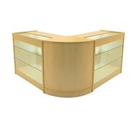 (2 x 1200mm W Counters & 1 x 600mm W Corner Unit - Maple) Shop Counter Set Helios LED Light Lockable