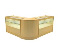 (2 x 1200mm W Counters & 1 x 600mm W Corner Unit - Maple) Shop Counter Set Selene LED Light Lockable