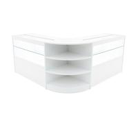 (2 x 1200mm W Counters & 1 x 600mm W Corner Unit - White) Shop Counter Set Andromeda LED Light Lockable