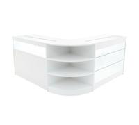 (2 x 1200mm W Counters & 1 x 600mm W Corner Unit - White) Shop Counter Set Demeter LED Light Lockable