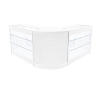 (2 x 1200mm W Counters & 1 x 600mm W Corner Unit - White) Shop Counter Set Helios LED Light Lockable