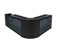 (2 x 1200mm W Counters & 2 x 600mm W Units - Black) Shop Counter Set Aries LED Light Lockable Retail Display Black White Maple