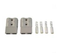 2 x 120A Anderson Plug Battery Connector, Silver-Plated Copper Contacts, Genderless, for Forklifts, Motorhomes, Boats, Cable Cross Section 16-25 mm², Red/Grey (Grey)