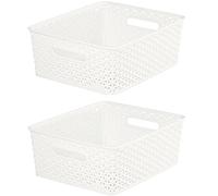 Curver Nestable Rattan Basket Vintage White 13L