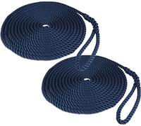 2 x 12mm Docking Boat Yacht Lines Mooring Rope - Spliced Loop At One End - 3 Colours / 3 Lengths Available (Navy, 6m)
