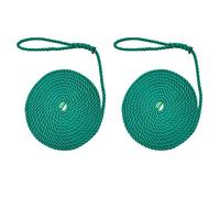 2 x 12mm Emerald Green Softline Mooring Ropes x 9m C/W 8inch Soft Eye, Warps, Boat Line - RopeServices UK