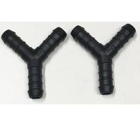 2 x 12mm Y Piece Plastic Barbed Connector Pipe Hose Joiner Tubing Air Fuel Water