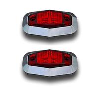 2 x 12V 2 SMD LED RED REAR SIDE MARKER LIGHTS OUTLINE TAIL INDICATORS POSITION LAMPS REMOVABLE CHROME BEZEL TRUCK LORRY MOTORHOME PICKUP CAMPER CARAVAN CAR