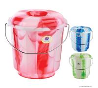 2 x 13 Litre Multipurpose Plastic Bucket With Lid & Handles - Storage, Organiser, Container, Cleaning | Plastic Bucket Bins & Lids with Sturdy Carry Metal Handle | Strong, Robust & Long Lasting - 13L
