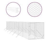 (2 x 14 x 2 m) vidaXL Outdoor Dog Kennel Pet Cage Dog House Pet Crate Silver Galvanised Steel