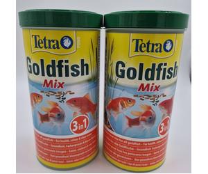 2 X 140g - 3 In 1 Tetra Pond Goldfish Mix Flakes, Sticks And Gammarus (280g)
