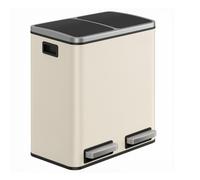 2 x 15 L Double Kitchen Bin With Inner Buckets, Sand Beige + Ink Black