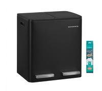 2 x 15 L Dual Compartment Kitchen Bin, Black