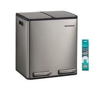 2 x 15 L Dual Compartment Kitchen Bin, Silver
