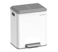 SONGMICS Kitchen Bin, 2 x 4 Gal. (2 x 15 L) Double Bin for Recycling and Waste, Rubbish Bin, Inner Buckets, Steel, Soft-Close Lid, Wide Sturdy Pedal, Cloud White LTB544W02