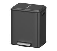 SONGMICS Kitchen Bin, 2 x 4 Gal. (2 x 15 L) Double Bin for Recycling and Waste, Rubbish Bin, Inner Buckets, Steel, Soft-Close Lid, Wide Sturdy Pedal, Ink Black LTB544B02