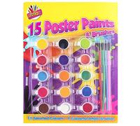 2 X 15 Poster Paints Colours and 4 Brushes Painting Set
