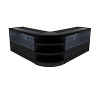 (2 x 1500mm W Counters & 1 x 600mm W Corner Unit - Black) Shop Counter Set Andromeda LED Light Lockable
