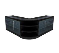 (2 x 1500mm W Counters & 1 x 600mm W Corner Unit - Black) Shop Counter Set Apollo LED Light Lockable