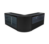 (2 x 1500mm W Counters & 1 x 600mm W Corner Unit - Black) Shop Counter Set Hera LED Light K C CM60 Lockable