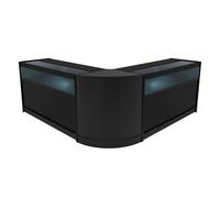 (2 x 1500mm W Counters & 1 x 600mm W Corner Unit - Black) Shop Counter Set Iris LED Light Lockable