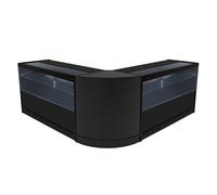 (2 x 1500mm W Counters & 1 x 600mm W Corner Unit - Black) Shop Counter Set Selene LED Light Lockable