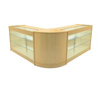 (2 x 1500mm W Counters & 1 x 600mm W Corner Unit - Maple) Shop Counter Set Helios LED Light Lockable
