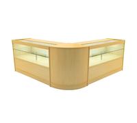 (2 x 1500mm W Counters & 1 x 600mm W Corner Unit - Maple) Shop Counter Set Selene LED Light Lockable