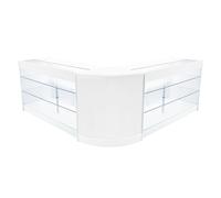 (2 x 1500mm W Counters & 1 x 600mm W Corner Unit - White) Shop Counter Set Helios LED Light Lockable