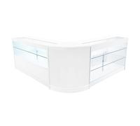 (2 x 1500mm W Counters & 1 x 600mm W Corner Unit - White) Shop Counter Set Hera LED Light K C CM60 Lockable