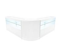 (2 x 1500mm W Counters & 1 x 600mm W Corner Unit - White) Shop Counter Set Selene LED Light Lockable