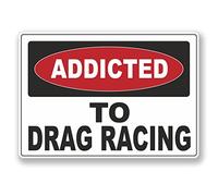 2 x 15cm/150mm Addicted to Drag Racing Vinyl SELF ADHESIVE STICKER Decal Laptop Travel Luggage Car Bike Sign Fun #6545
