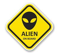 2 x 15cm/150mm Alien on Board Vinyl Sticker Decal Laptop Travel Luggage Car Bike Sign Fun #5790