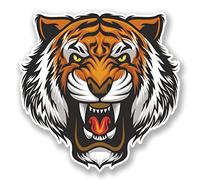 2 x 15cm/150mm Angry Tiger Vinyl Sticker Decal Laptop Travel Luggage Car iPad Sign Fun #6679