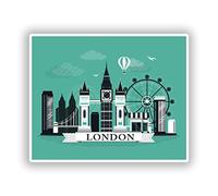2 x 15cm/150mm London England Skyline Vinyl Stickers Travel Luggage #10129