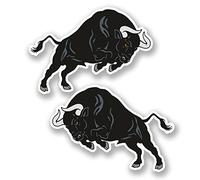 2 x 15cm Black Spanish Bull Vinyl Decal Sticker Laptop Tablet Bike Car Fun #5535 (15cm Wide x 10.5cm Tall)