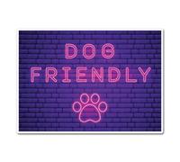 2 x 15cm Dog Friendly Vinyl Stickers - Neon Club Bar Dogs Pet Animals Allowed Welcome Shop Sign Notice Small Business Taxi Sticker #83040