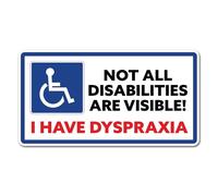 2 x 15cm Not All Disabilities are Visible Vinyl Stickers - Dyspraxia Dyspraxia Hidden Disability Disabled Blue Mobility Badge Car #82423