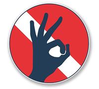 2 x 15cm Scuba Diving Vinyl Decal Sticker Laptop Diving Flag OK Hand Dive #6671 (15cm x 15cm)